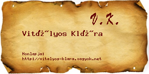 Vitályos Klára névjegykártya